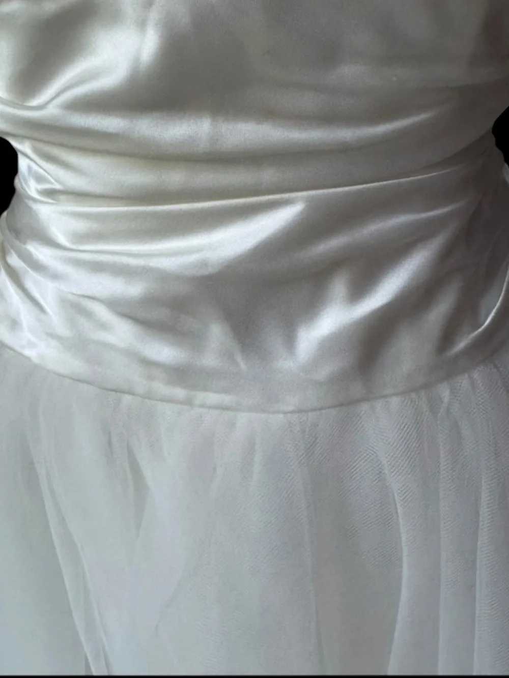 1980s/90s Jessica McClintock for Gunne Sax Off White Embroidered Satin Tulle Par